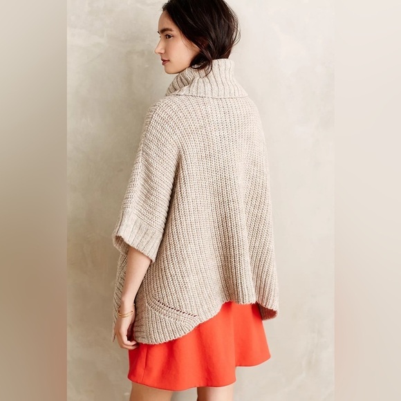 Anthropologie MOTH Westwind Turtleneck Poncho Sweater Wool Alpaca Blend Boho - Picture 5 of 15